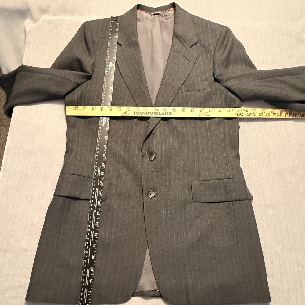 Vintage Levis Action Slacks Mens Gray Pinstripe 2 Piece Suit Blazer Pants - Picture 7 of 16